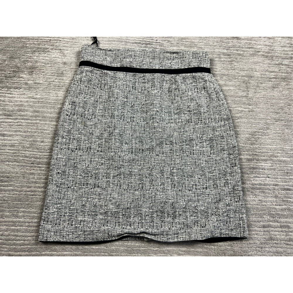 Antonio Melani Skirt Womens 6 Black White Tweed Mini Velvet Trim Professional